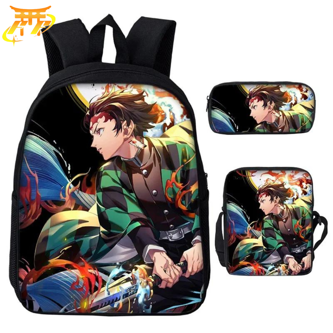 Cartable avec Trousse et Sacoche Tanjiro Feu & Eau - Demon Slayer™