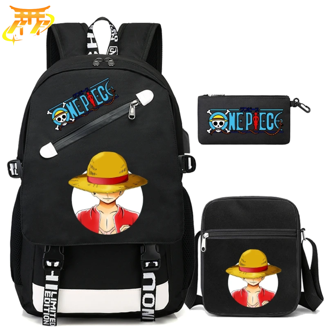 Cartable avec Trousse et Sacoche Luffy Chapeau de Paille - One Piece™