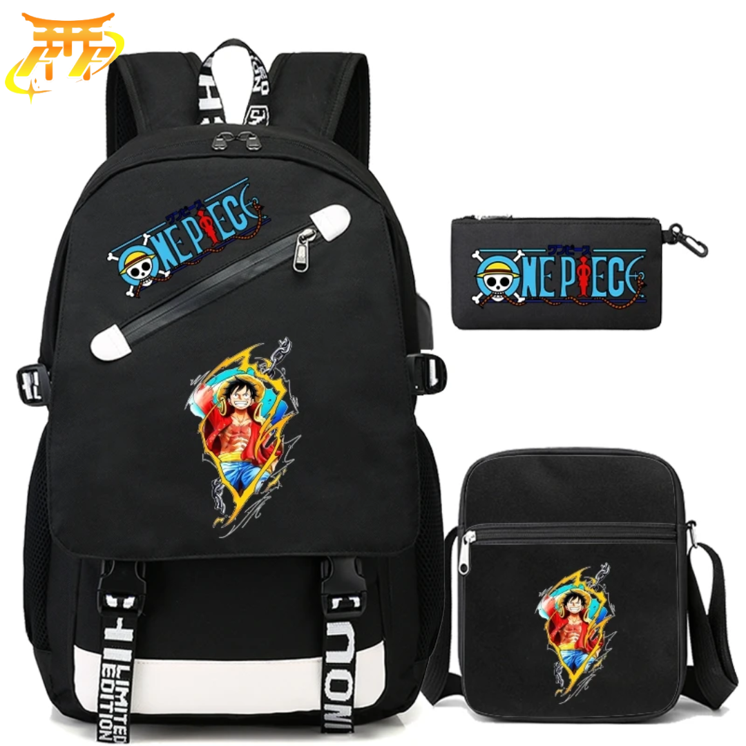 Cartable avec Trousse et Sacoche Luffy roi des Pirates - One Piece™